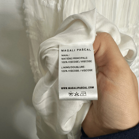 MAGALI PASCAL Amaia Tiered Trapeze Dress white sheer blouson sleeves womens S - Picture 6 of 8